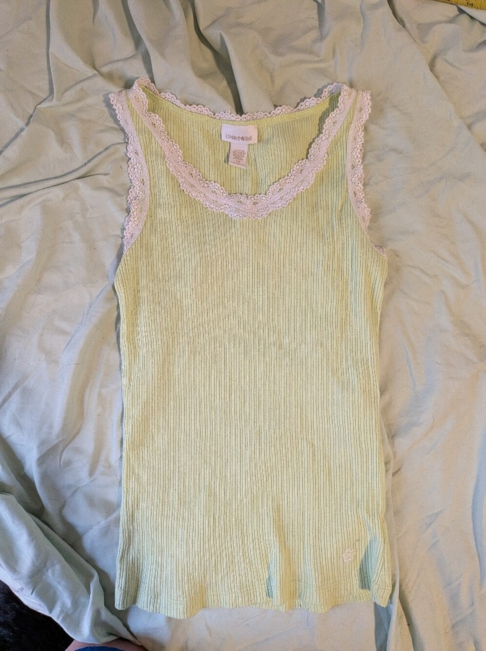 Limited Too Light Green Ribbed Tank Top with Pink Tag